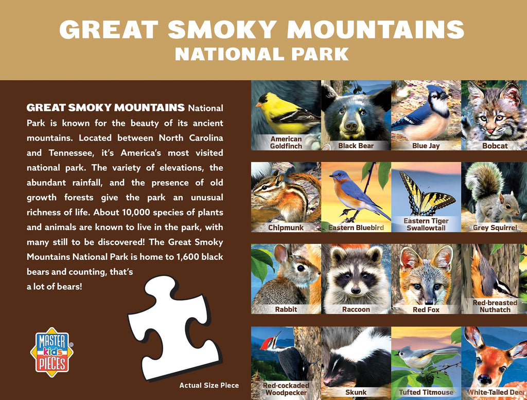 MasterPieces 100-Piece Jigsaw Puzzle – Wildlife of Great Smoky Mountains National Park (19x14 Inches) for Ages 6+