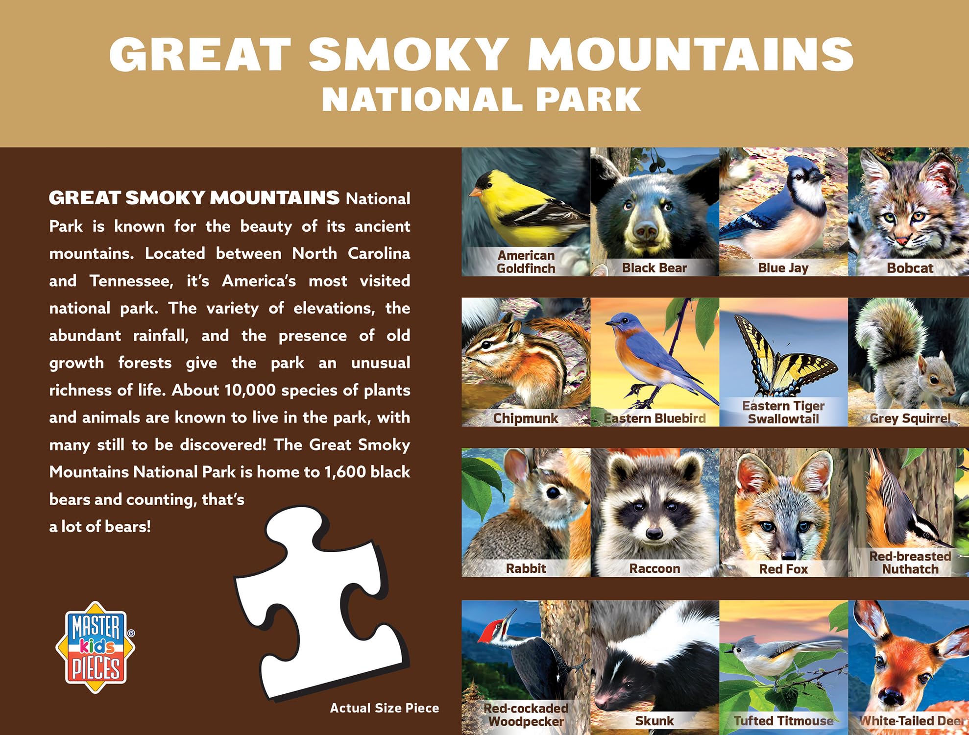 MasterPieces 100-Piece Jigsaw Puzzle – Wildlife of Great Smoky Mountains National Park (19x14 Inches) for Ages 6+