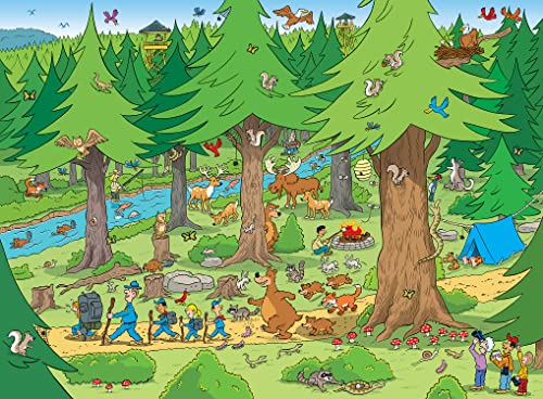 Masterpieces 100 Piece Nature Jigsaw Puzzle for Kids - 101 Things to Spot in the Woods (14x19 Inches)