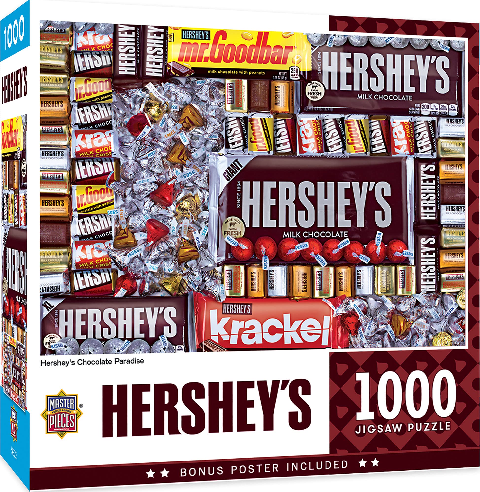 MasterPieces 1000 Piece Hershey's Chocolate Paradise Jigsaw Puzzle – 19.25x26.75 Inches, Matte Finish, Random Cut, Recycled Materials