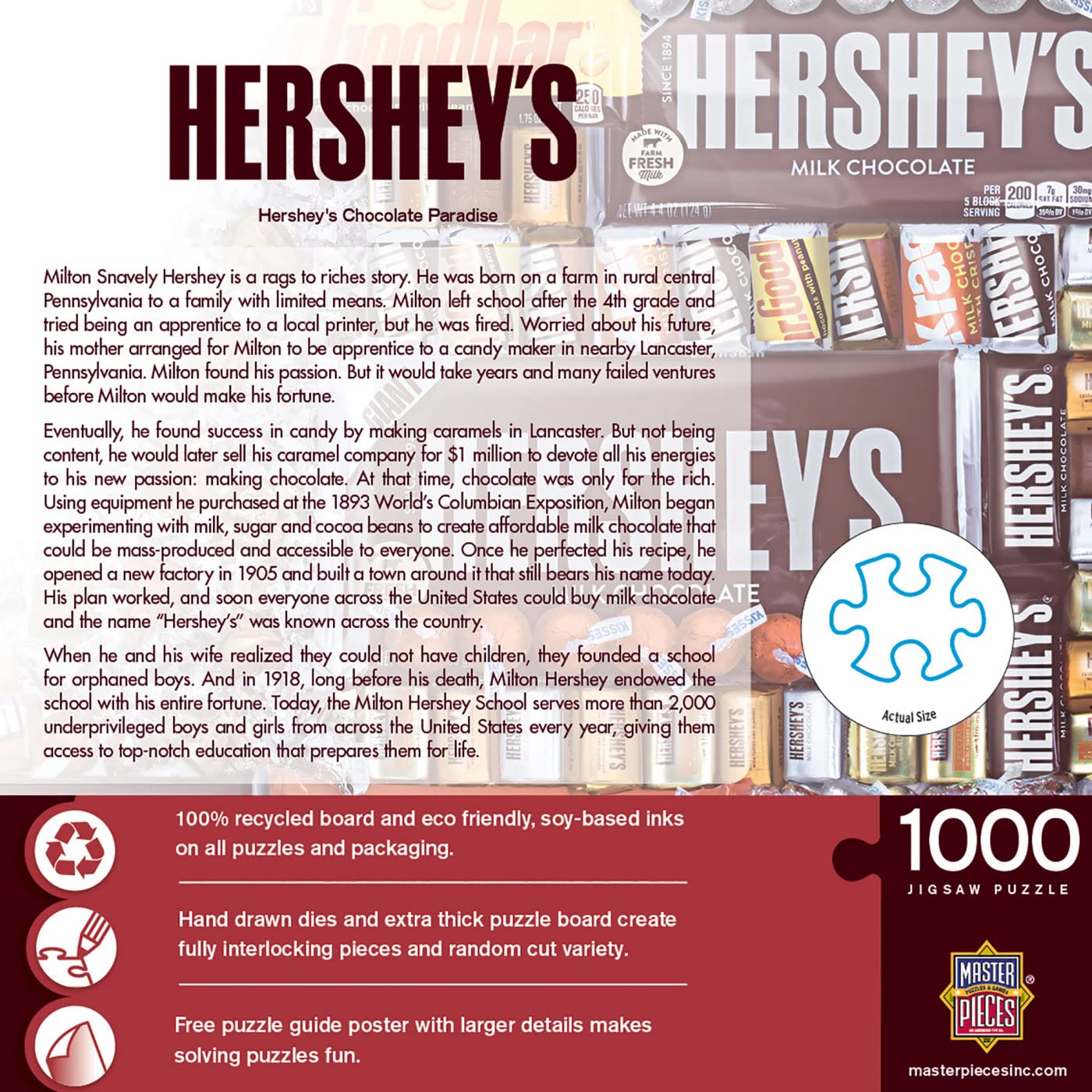 MasterPieces 1000 Piece Hershey's Chocolate Paradise Jigsaw Puzzle – 19.25x26.75 Inches, Matte Finish, Random Cut, Recycled Materials