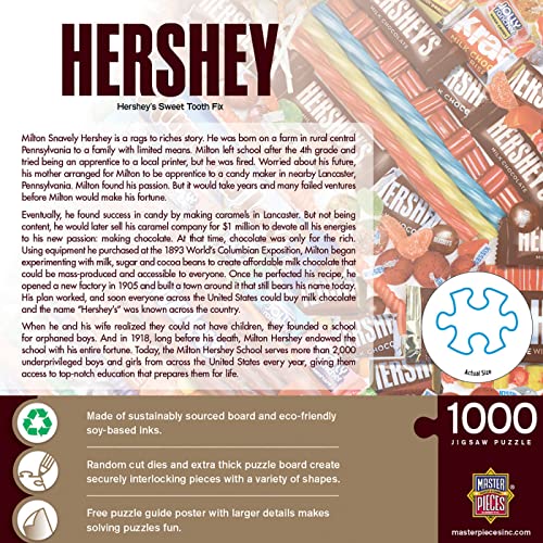 MasterPieces 1000 Piece Hershey's Sweet Tooth Fix Jigsaw Puzzle - 19.25x26.75, Random Cut, Matte Finish, Eco-Friendly, with Bonus Poster