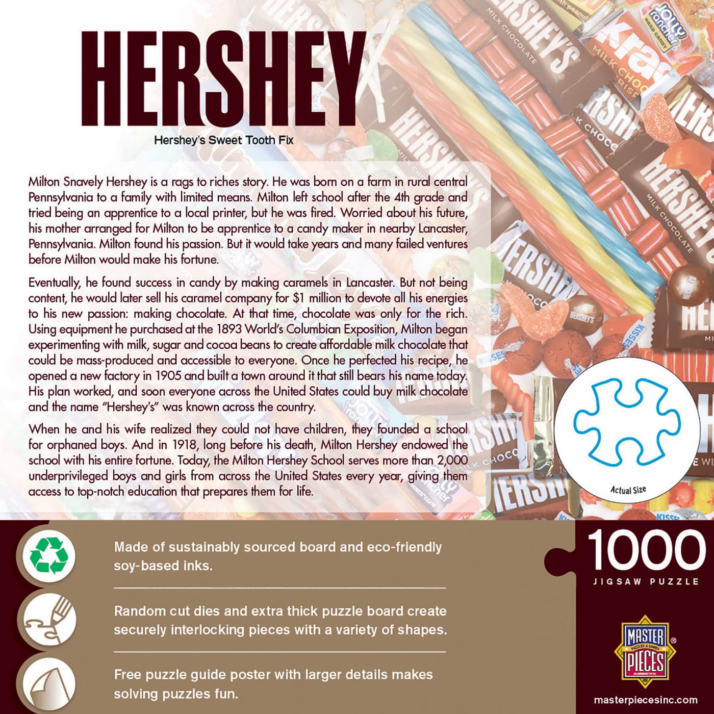 MasterPieces 1000 Piece Hershey's Sweet Tooth Fix Jigsaw Puzzle - 19.25x26.75, Random Cut, Matte Finish, Eco-Friendly, with Bonus Poster