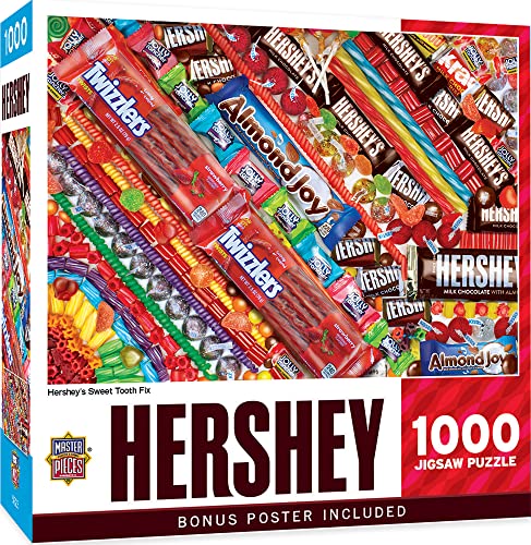 MasterPieces 1000 Piece Hershey's Sweet Tooth Fix Jigsaw Puzzle - 19.25x26.75, Random Cut, Matte Finish, Eco-Friendly, with Bonus Poster