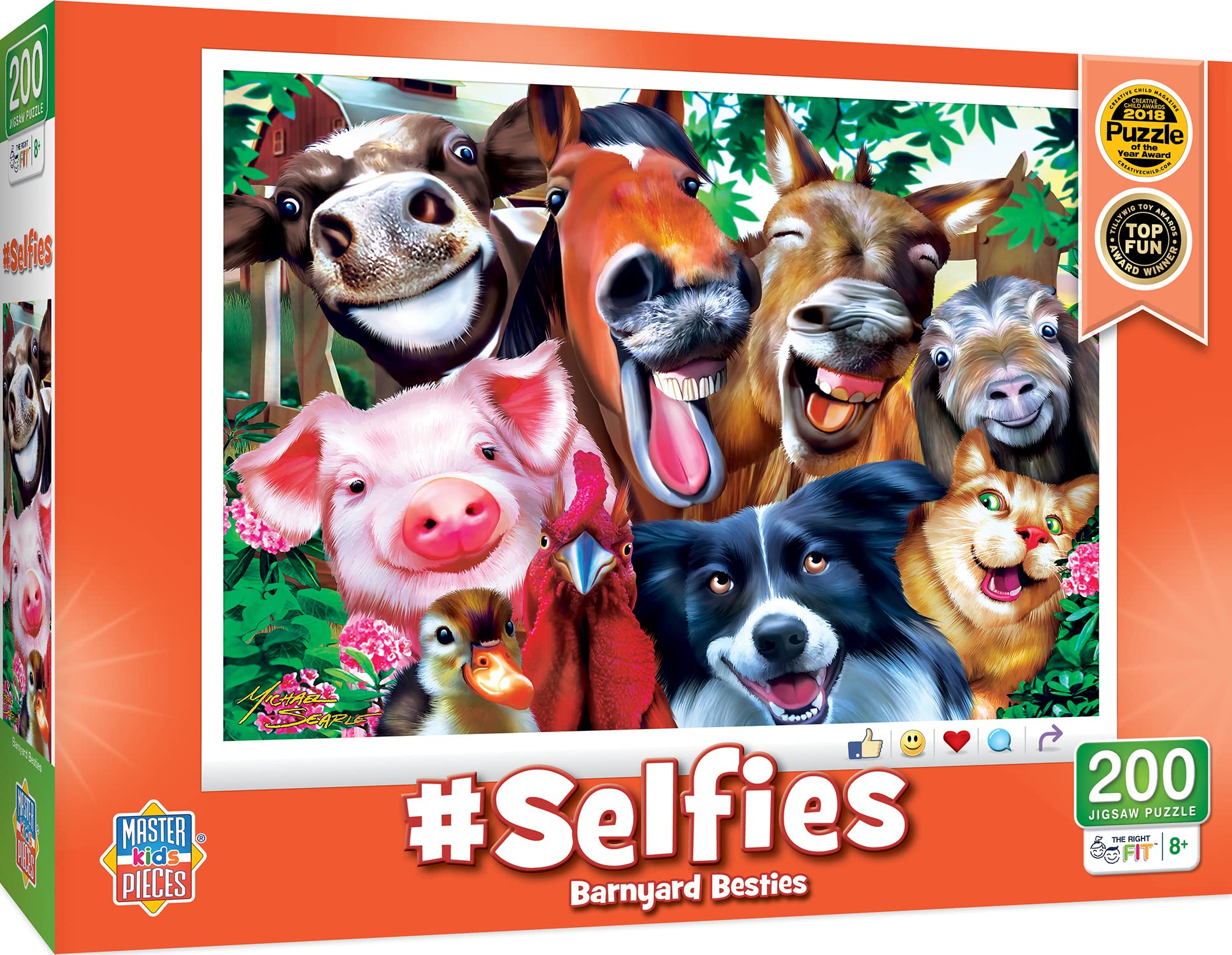 MasterPieces 200-Piece Barnyard Buddies Selfie Puzzle – 19x14 Inches, Recycled Materials, Ages 8+