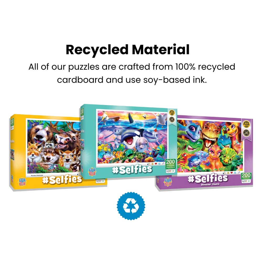 Masterpieces 200 Piece Jigsaw Puzzle for Kids – #Selfies Goofy Grins (14x19 inches)