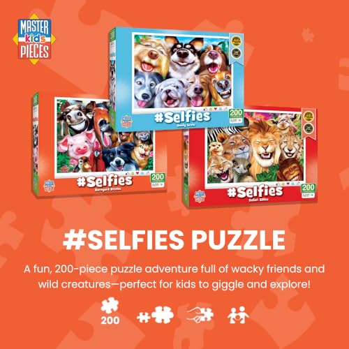 Masterpieces 200 Piece Jigsaw Puzzle for Kids – #Selfies Goofy Grins (14x19 inches)