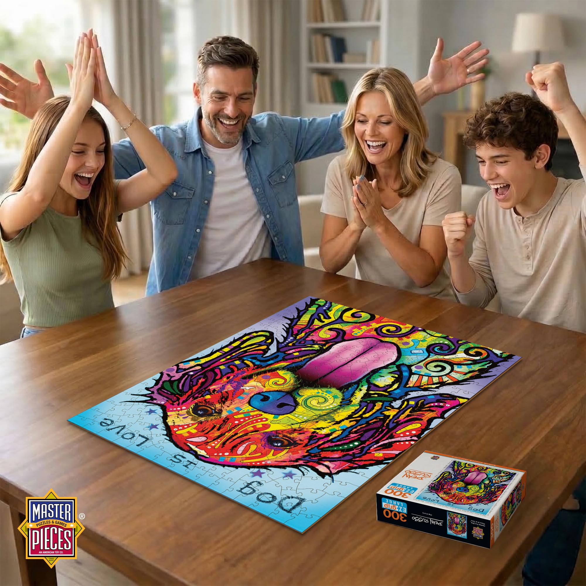 Masterpieces 300 Piece EZ Grip Jigsaw Puzzle - Dog is Love - 18x24 inches Large Piece Puzzle for Seniors and Kids