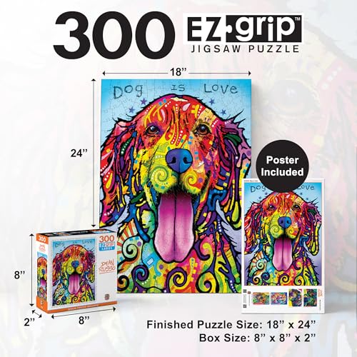 Masterpieces 300 Piece EZ Grip Jigsaw Puzzle - Dog is Love - 18x24 inches Large Piece Puzzle for Seniors and Kids