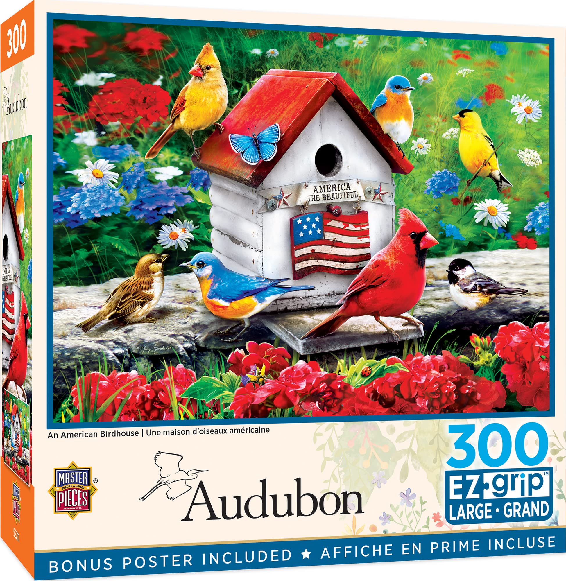 MasterPieces 300-Piece EZ Grip Jigsaw Puzzle – An American Birdhouse, 18"x24"