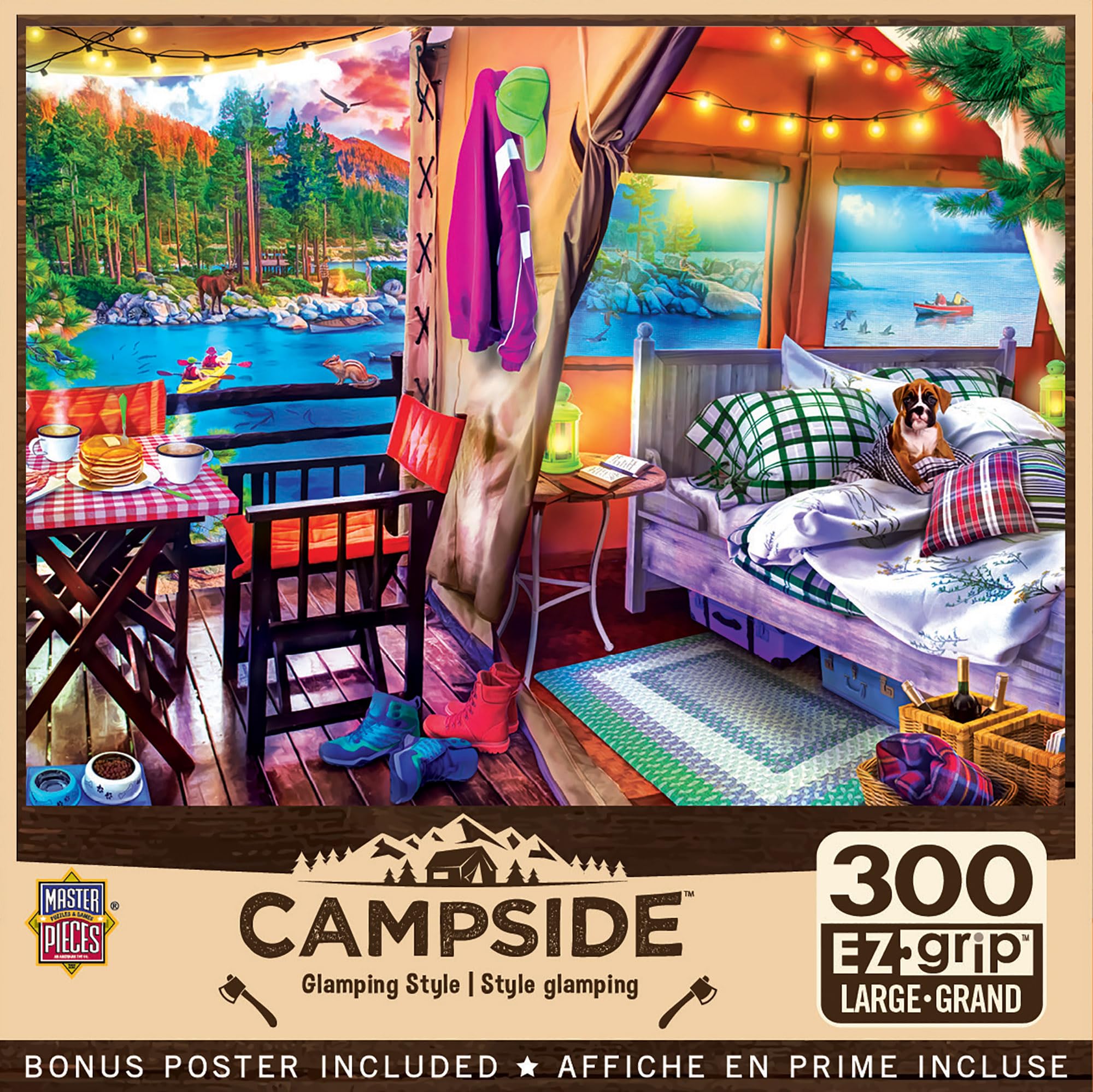 MasterPieces 300-Piece EZ Grip Jigsaw Puzzle – Glamping Style – 18x24 Inches – Oversized Pieces for Easy Handling