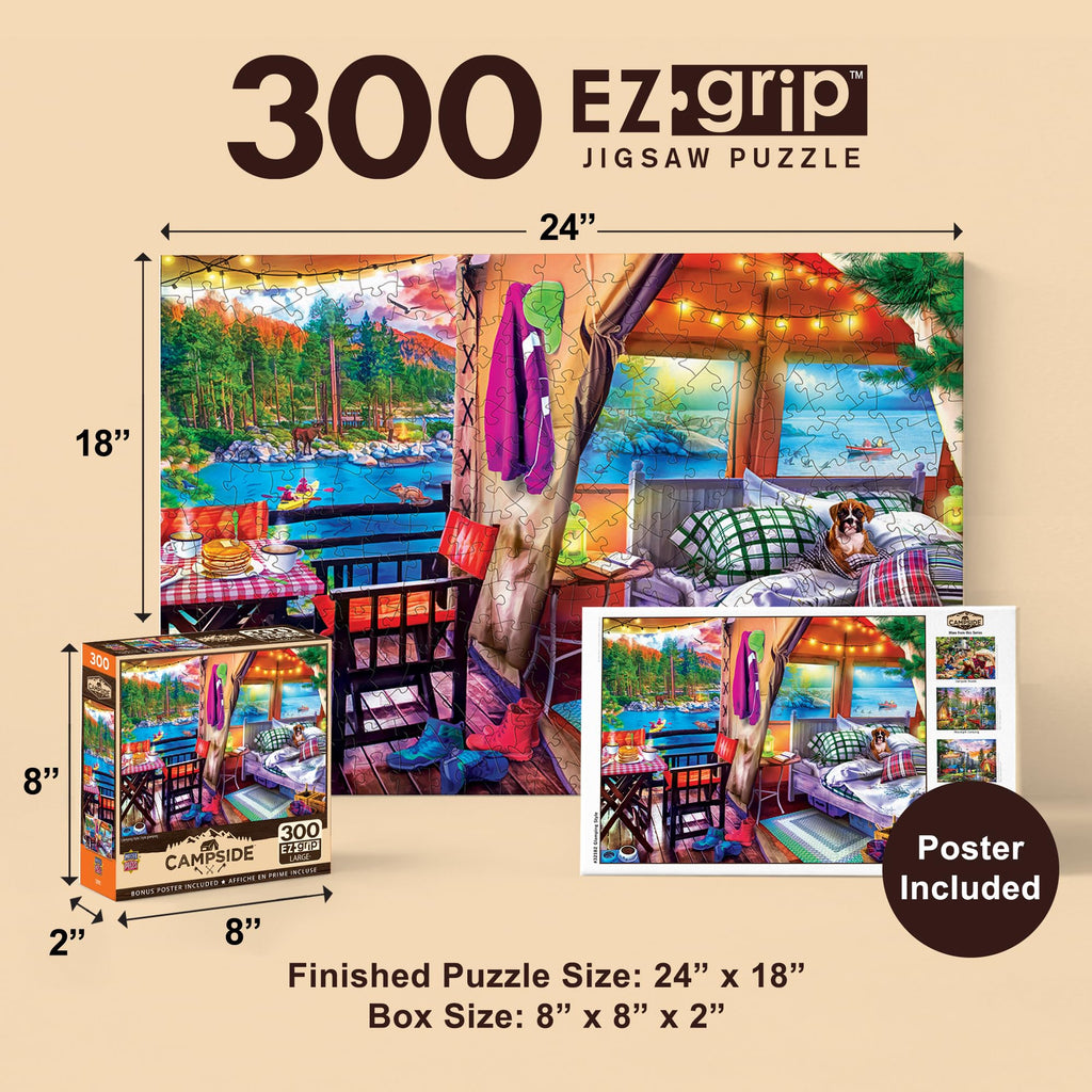MasterPieces 300-Piece EZ Grip Jigsaw Puzzle – Glamping Style – 18x24 Inches – Oversized Pieces for Easy Handling