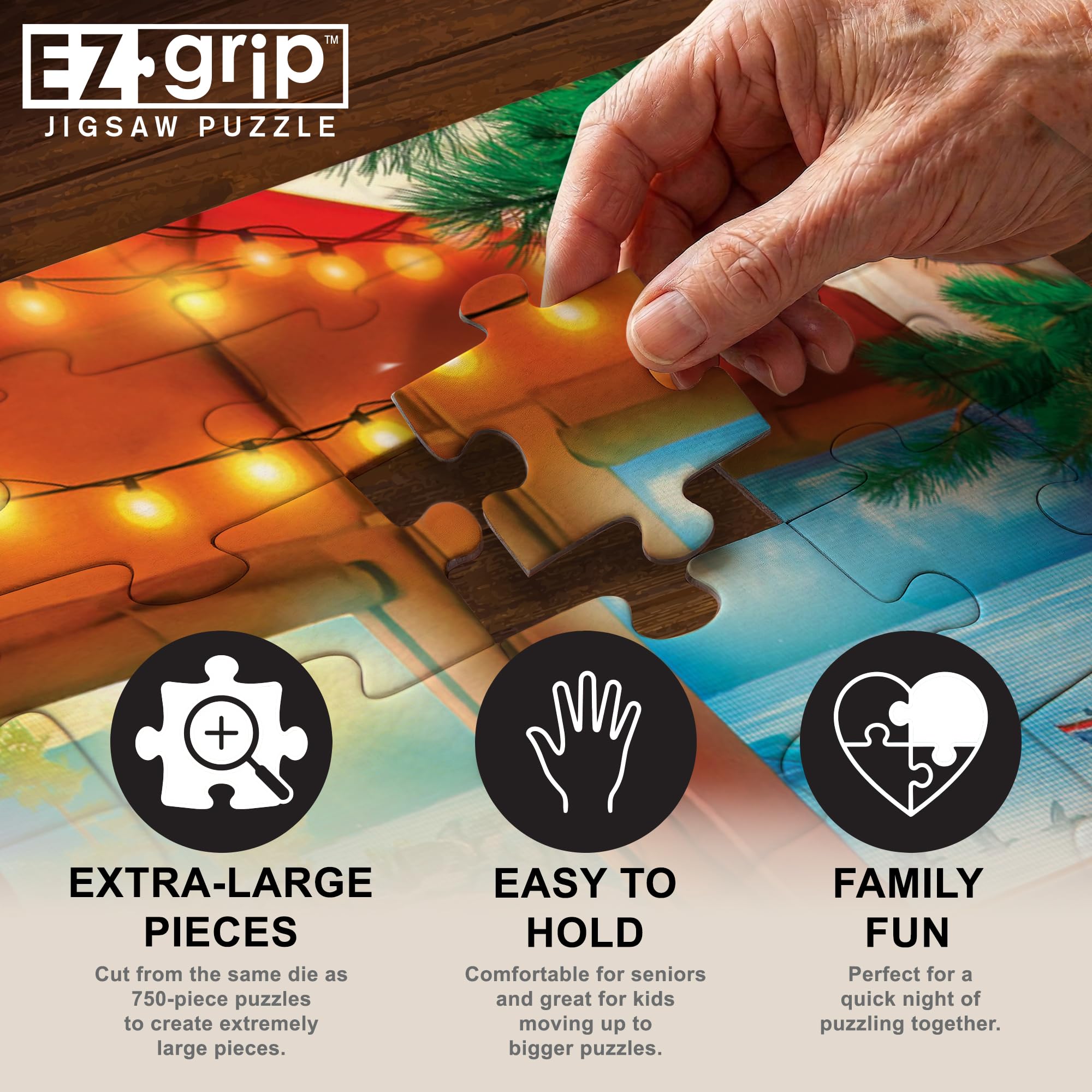 MasterPieces 300-Piece EZ Grip Jigsaw Puzzle – Glamping Style – 18x24 Inches – Oversized Pieces for Easy Handling