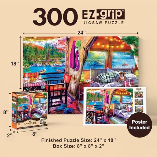 MasterPieces 300-Piece EZ Grip Jigsaw Puzzle – Glamping Style – 18x24 Inches – Oversized Pieces for Easy Handling