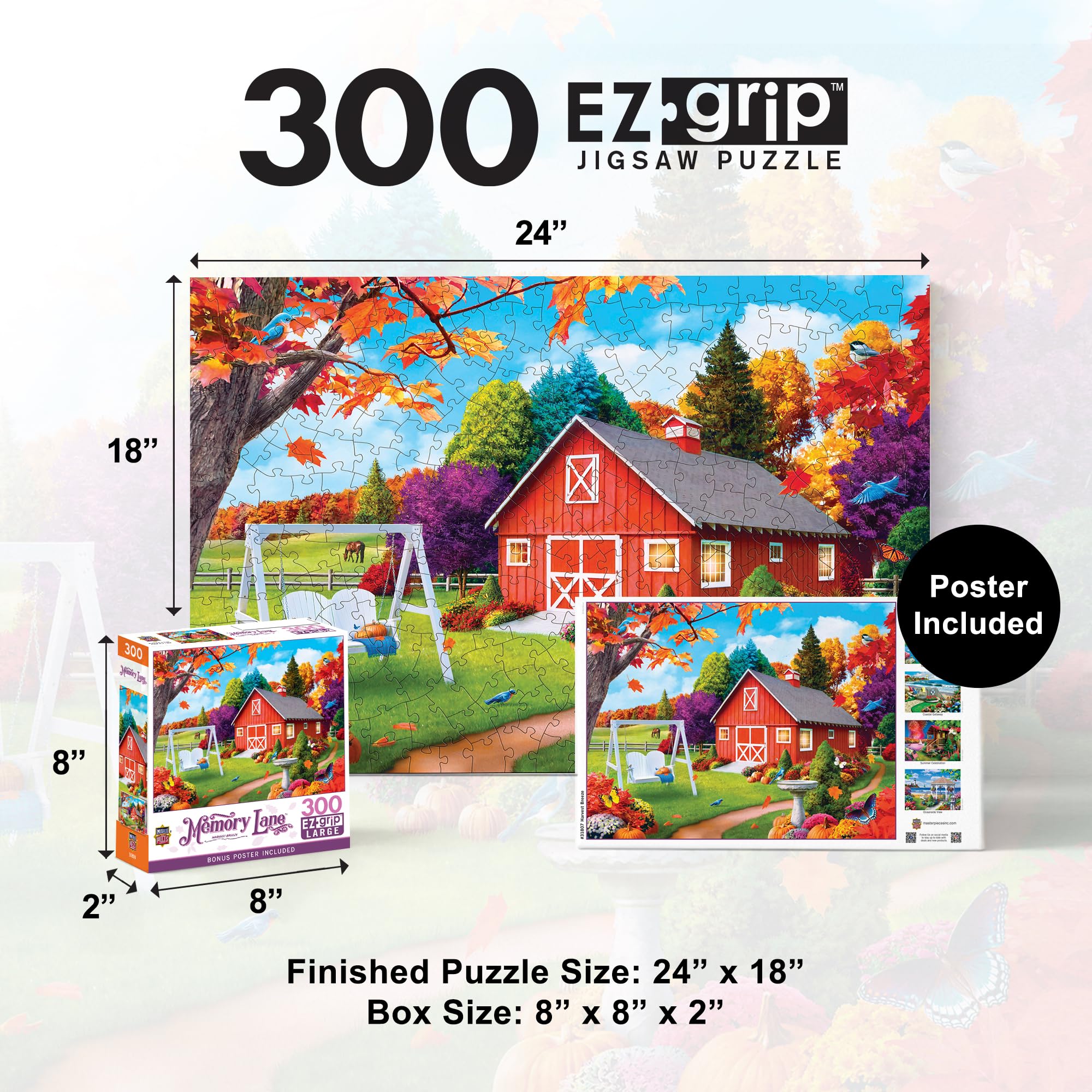 Masterpieces 300-Piece EZ Grip Jigsaw Puzzle – Harvest Breeze – 18x24 Inch