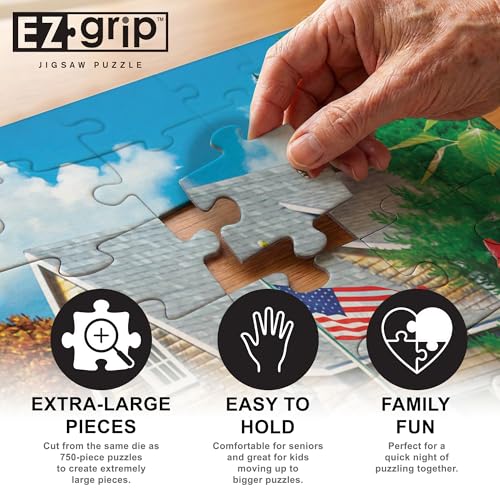 Masterpieces 300-Piece EZ Grip Jigsaw Puzzle: Lakeside Memories – Oversized Pieces for Easy Handling
