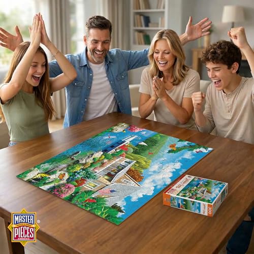 Masterpieces 300-Piece EZ Grip Jigsaw Puzzle: Lakeside Memories – Oversized Pieces for Easy Handling