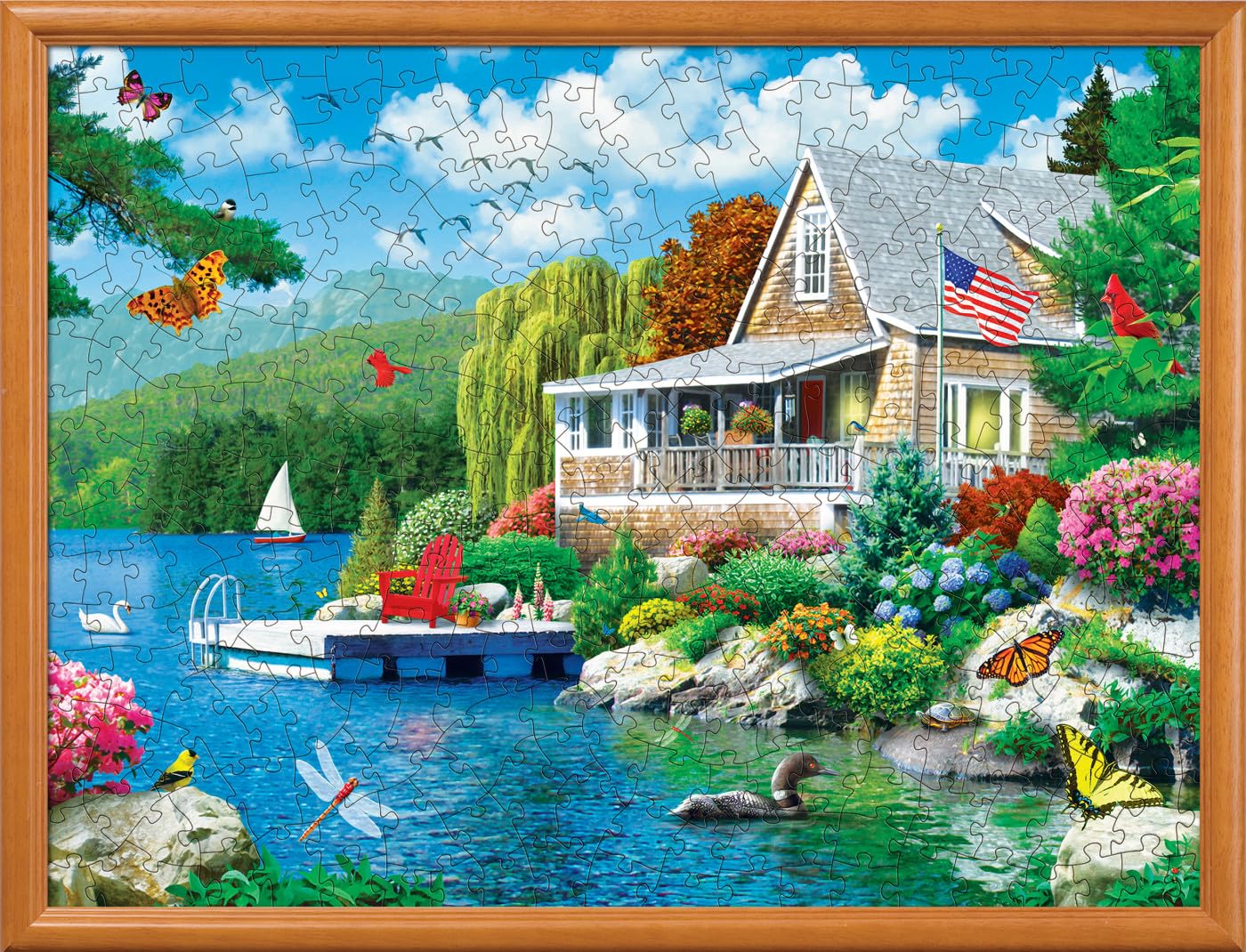 Masterpieces 300-Piece EZ Grip Jigsaw Puzzle: Lakeside Memories – Oversized Pieces for Easy Handling