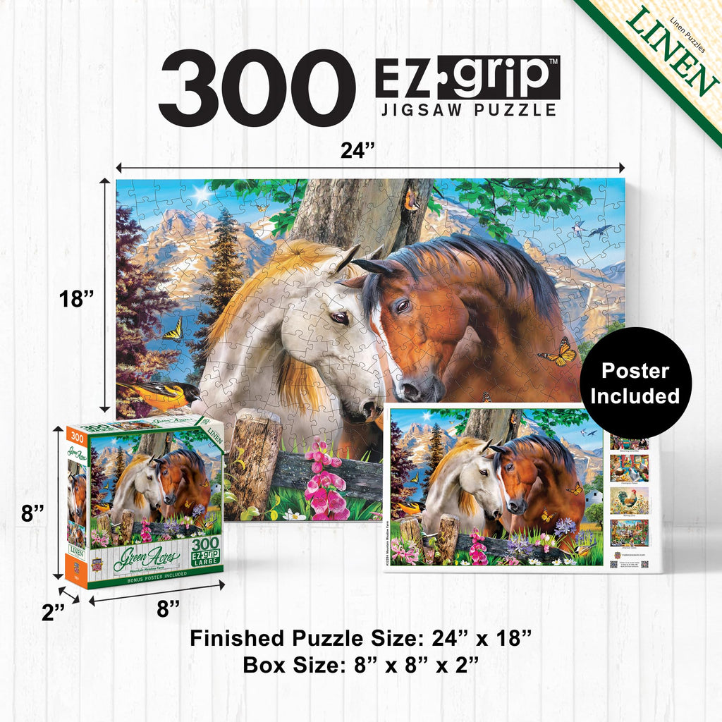 MasterPieces 300-Piece EZ Grip Jigsaw Puzzle – Large Pieces, Mountain Meadow Farm, Matte Finish