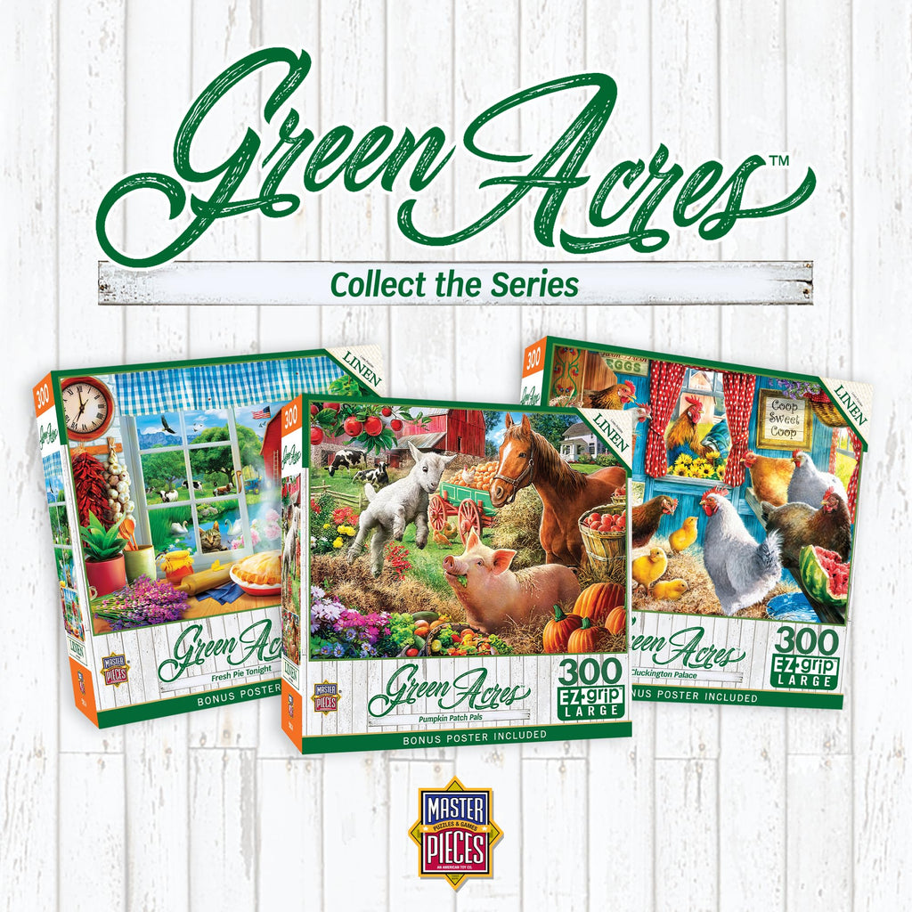 MasterPieces 300-Piece EZ Grip Jigsaw Puzzle – Large Pieces, Mountain Meadow Farm, Matte Finish
