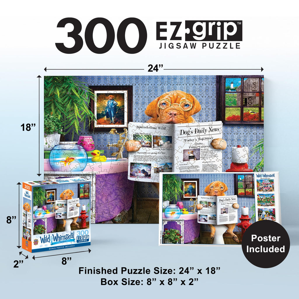 MasterPieces 300-Piece EZ Grip Jigsaw Puzzle – The Library – 18x24 Inches for Adults and Families