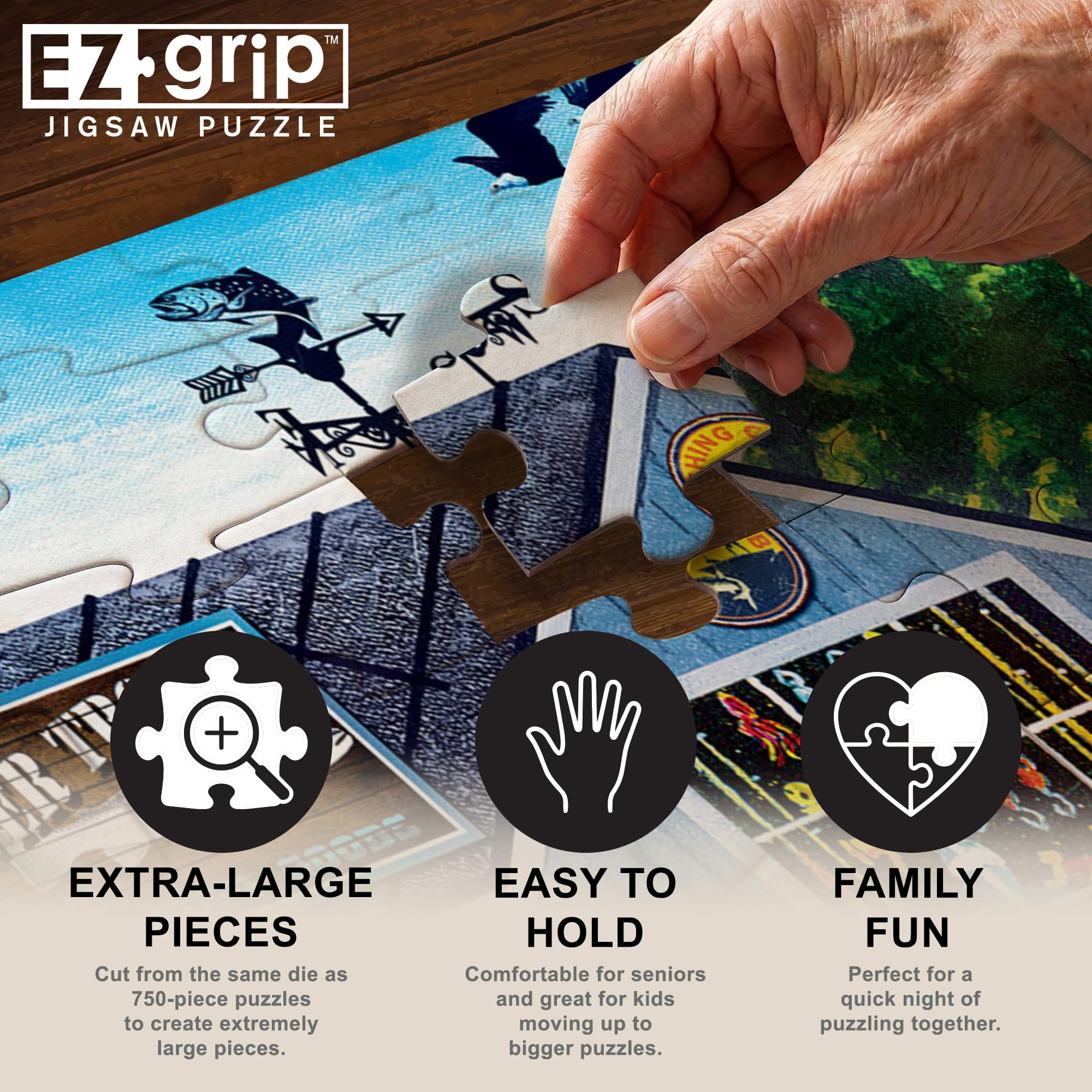 MasterPieces 300-Piece EZ Grip Jigsaw Puzzle: The Silver Trout, Large Pieces, Non-Glare, 18x24 Inches