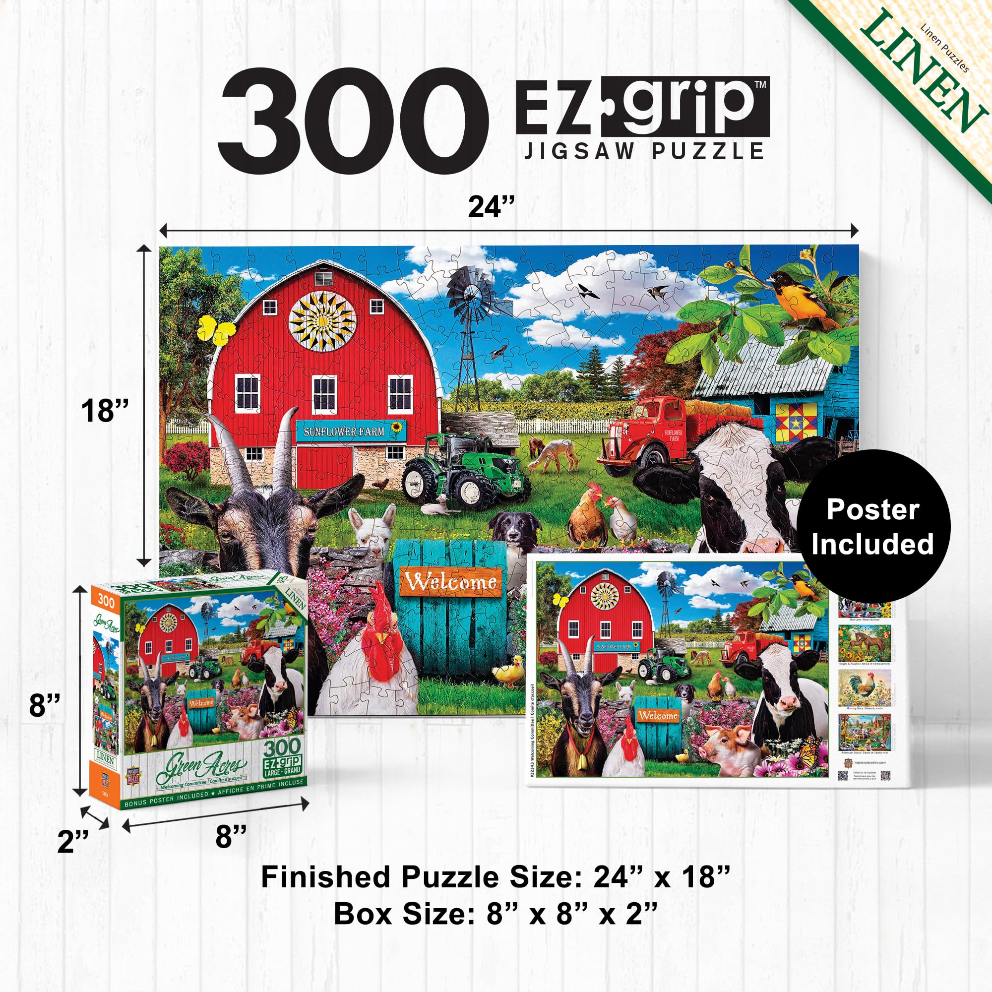 MasterPieces 300 Piece Jigsaw Puzzle – Large EZ Grip Shapes – Welcoming Committee Design – 18x24 Inches – Matte Finish