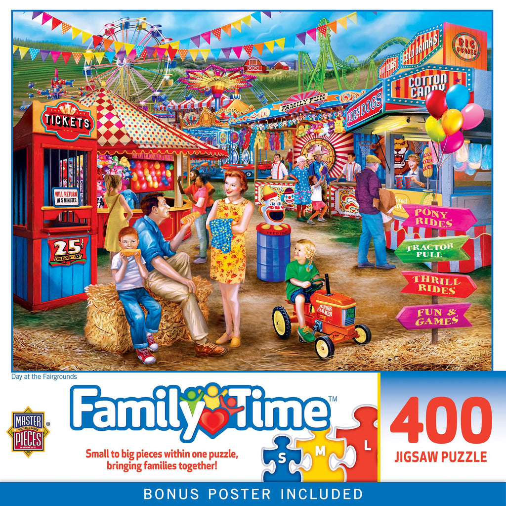 MasterPieces 400 Piece Jigsaw Puzzle - Day At the Fairgrounds - 18x24 Inches - Matte Finish, Random Cut, Eco-Friendly