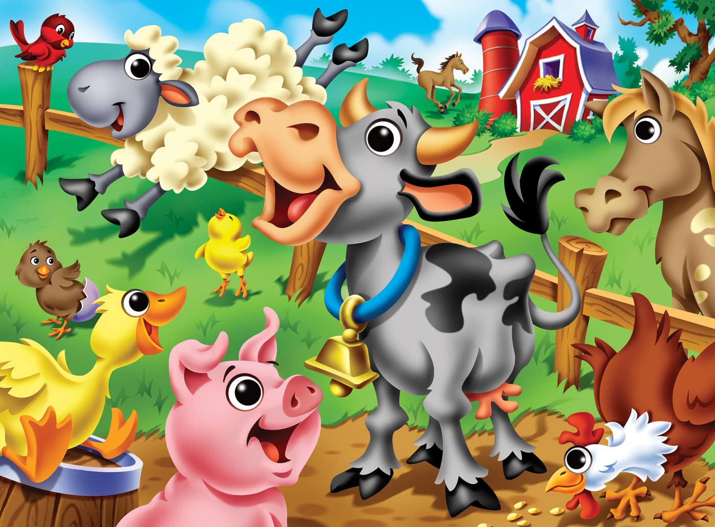 MasterPieces 48-Piece Farm Animal Jigsaw Puzzle with Googly Eyes – Ages 4+