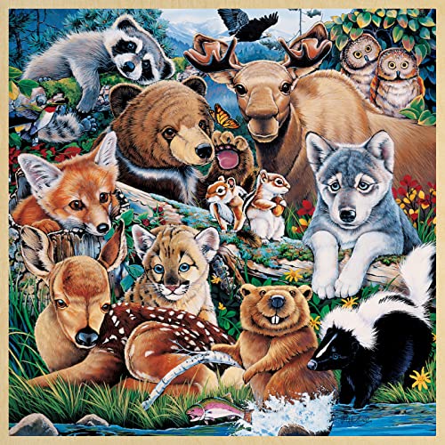 Masterpieces 48-Piece Forest Friends Jigsaw Puzzle – 12x12 Inch Kids Wood Puzzle