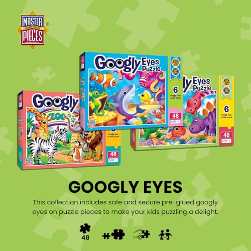 MasterPieces 48-Piece Zoo Animal Jigsaw Puzzle with Googly Eyes for Kids Ages 4+