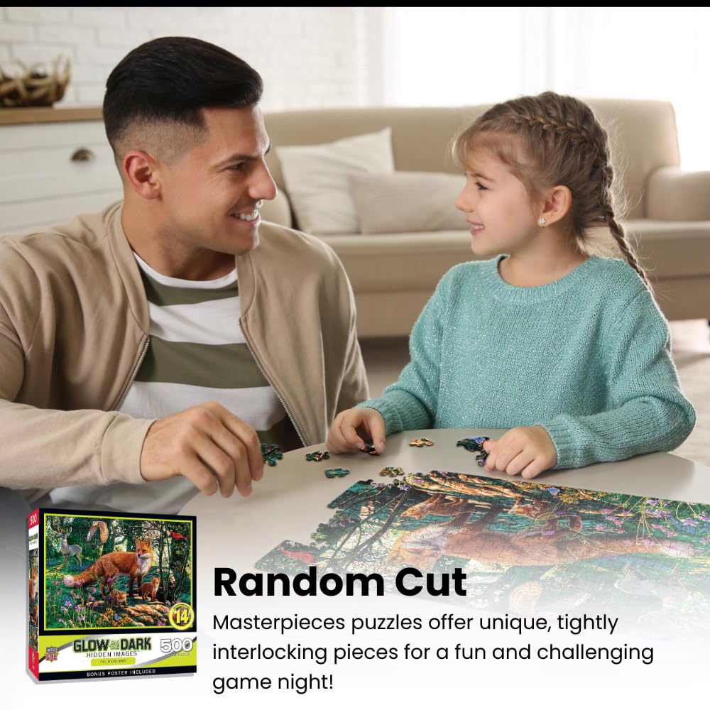 Masterpieces 500-Piece Glow-in-the-Dark Dinosaur Valley Jigsaw Puzzle - 15x21 Inches