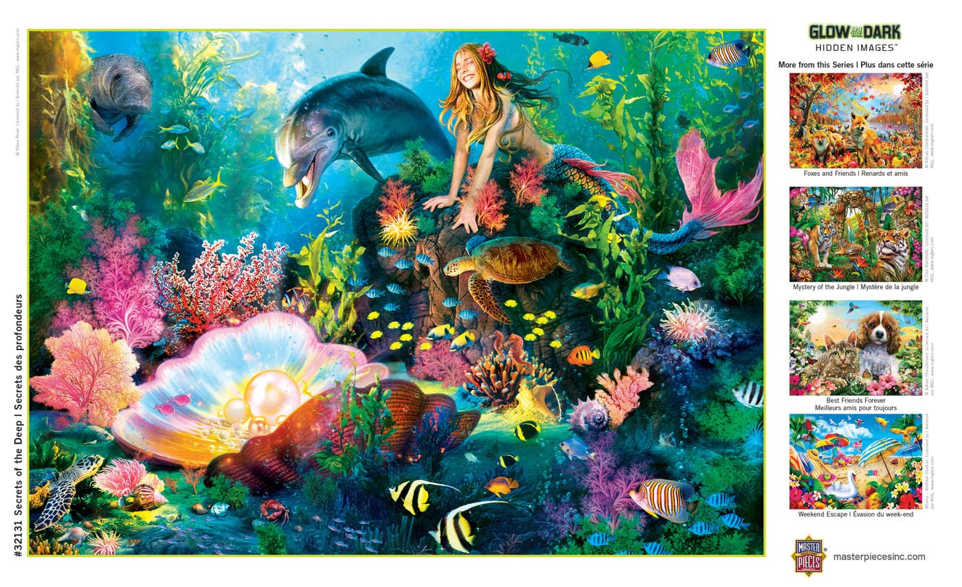 Masterpieces 500 Piece Glow in the Dark Jigsaw Puzzle – Secrets of the Deep – 15x21 Inch