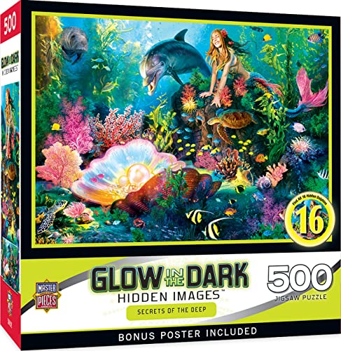 Masterpieces 500 Piece Glow in the Dark Jigsaw Puzzle – Secrets of the Deep – 15x21 Inch