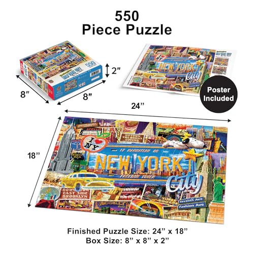 MasterPieces 550-Piece New York Jigsaw Puzzle – 18x24, Recycled Materials, Matte Finish