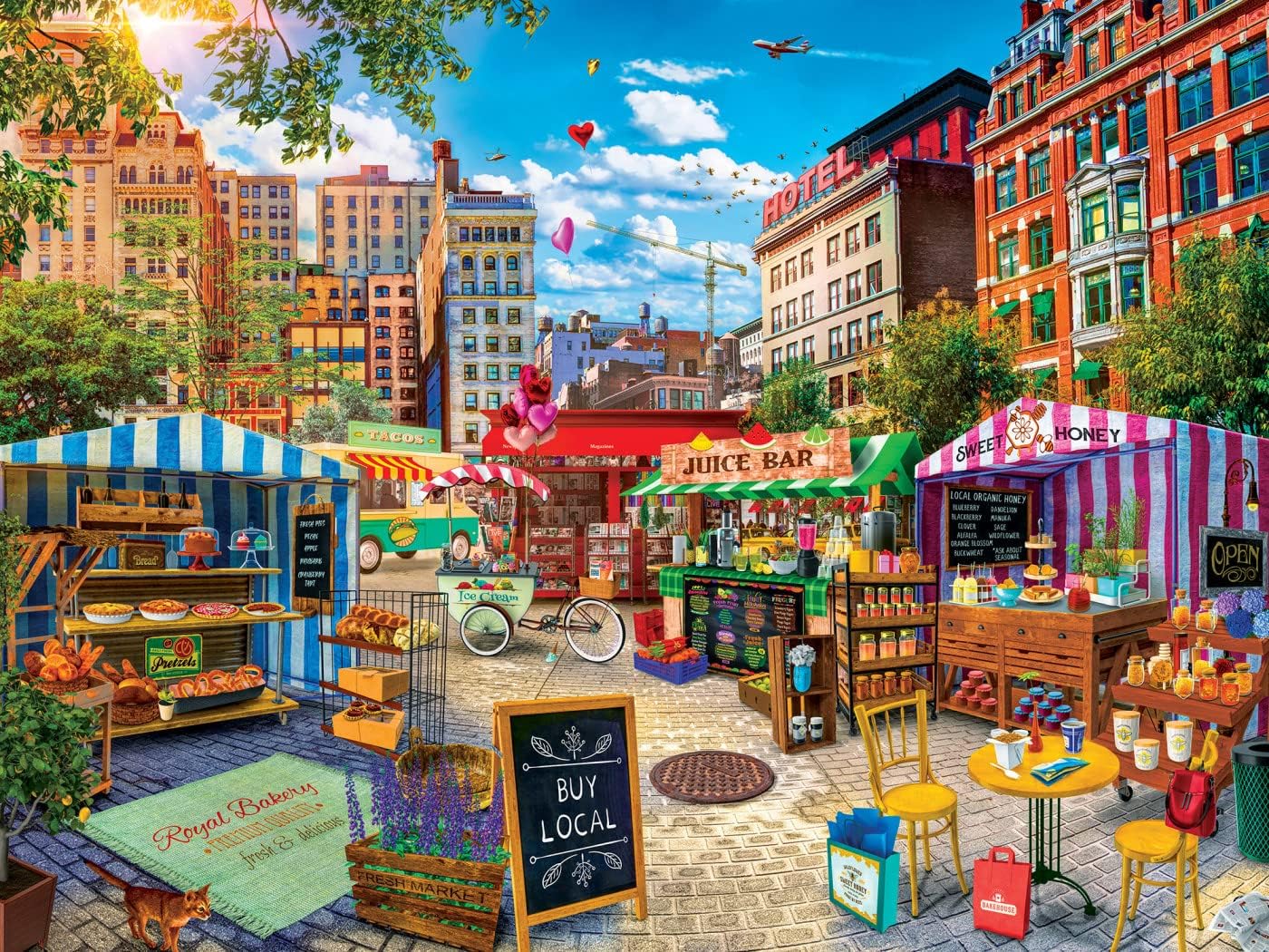 Masterpieces 750-Piece 'Buy Local Honey' Jigsaw Puzzle – 18x24 Inches, Matte Finish, Random Cut
