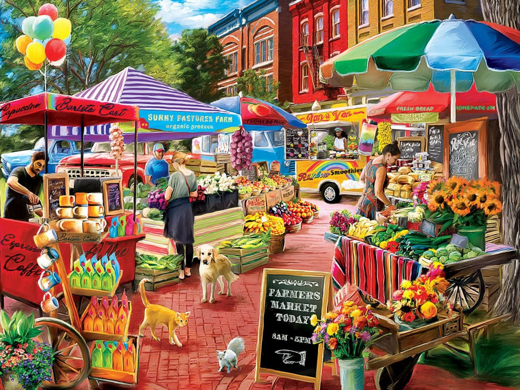 MasterPieces 750 Piece Jigsaw Puzzle – Town Square Booths, 18x24, Matte Finish