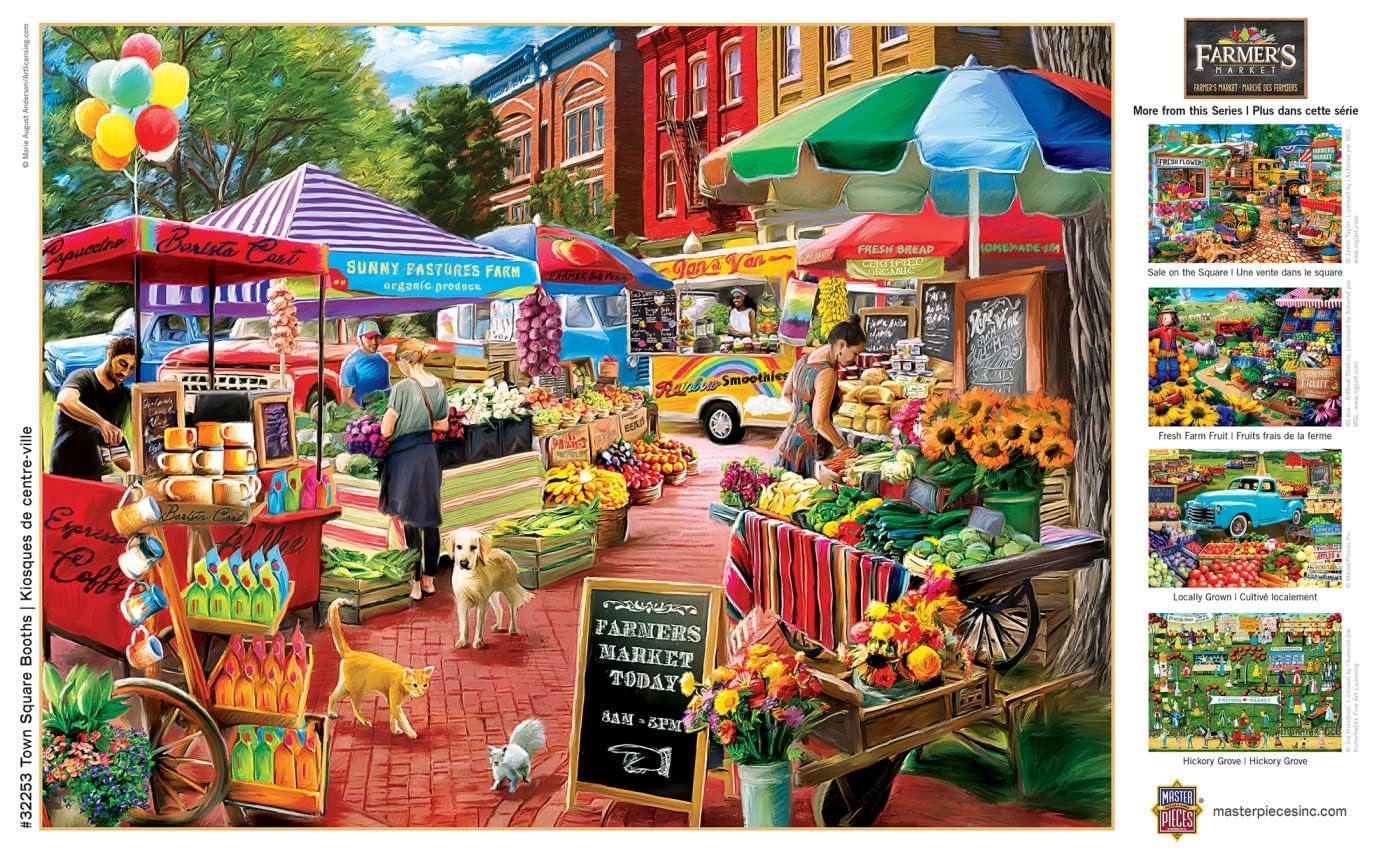 MasterPieces 750 Piece Jigsaw Puzzle – Town Square Booths, 18x24, Matte Finish
