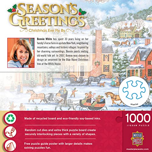 MasterPieces 'Christmas Eve Fly By' – 1000 Piece Jigsaw Puzzle with Matte Finish & Bonus Poster