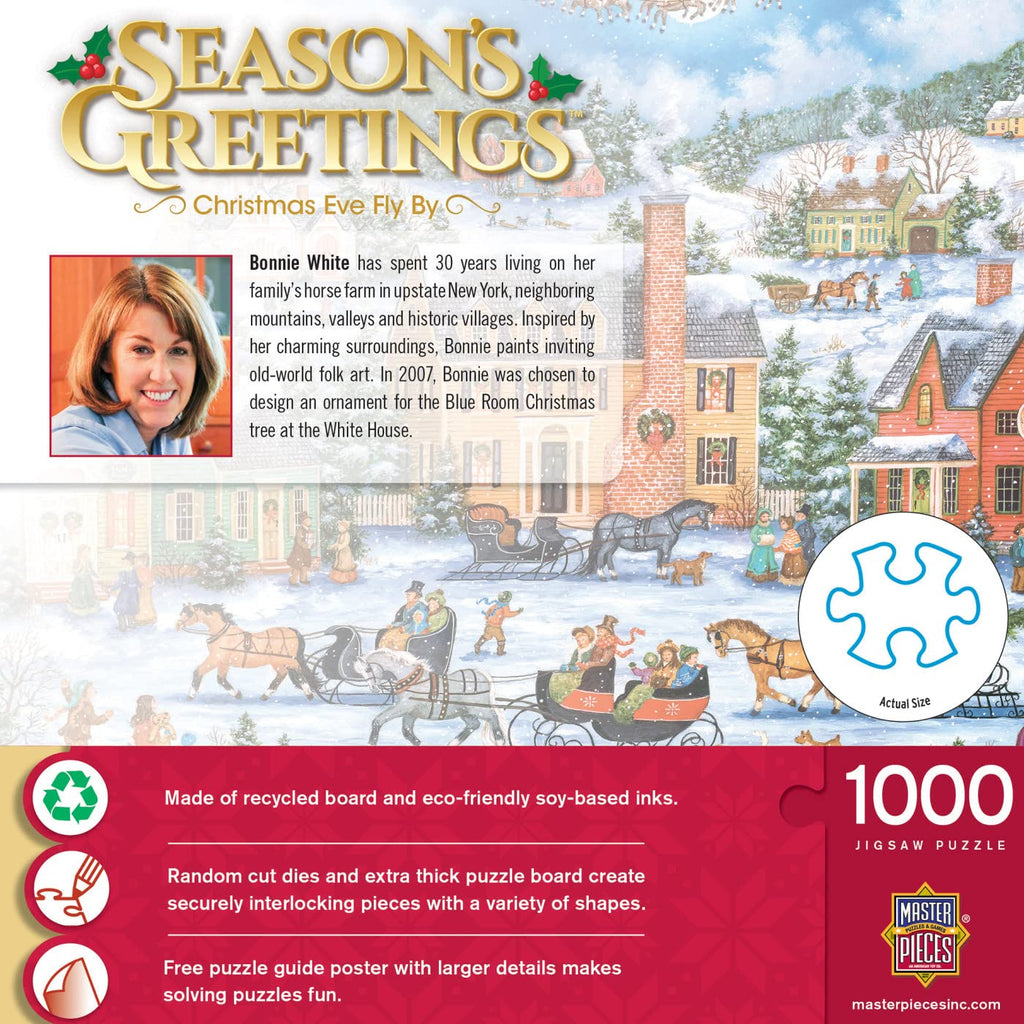 MasterPieces 'Christmas Eve Fly By' – 1000 Piece Jigsaw Puzzle with Matte Finish & Bonus Poster