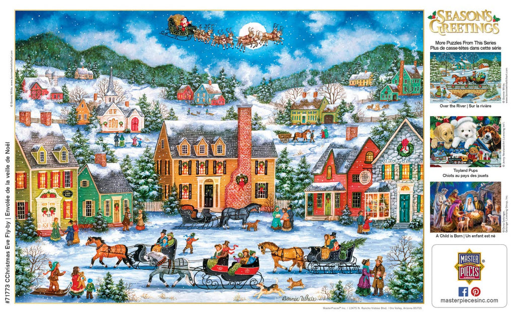 MasterPieces 'Christmas Eve Fly By' – 1000 Piece Jigsaw Puzzle with Matte Finish & Bonus Poster