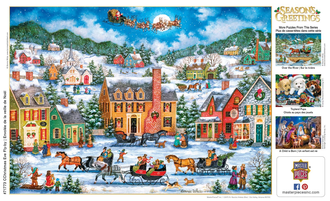 MasterPieces 'Christmas Eve Fly By' – 1000 Piece Jigsaw Puzzle with Matte Finish & Bonus Poster