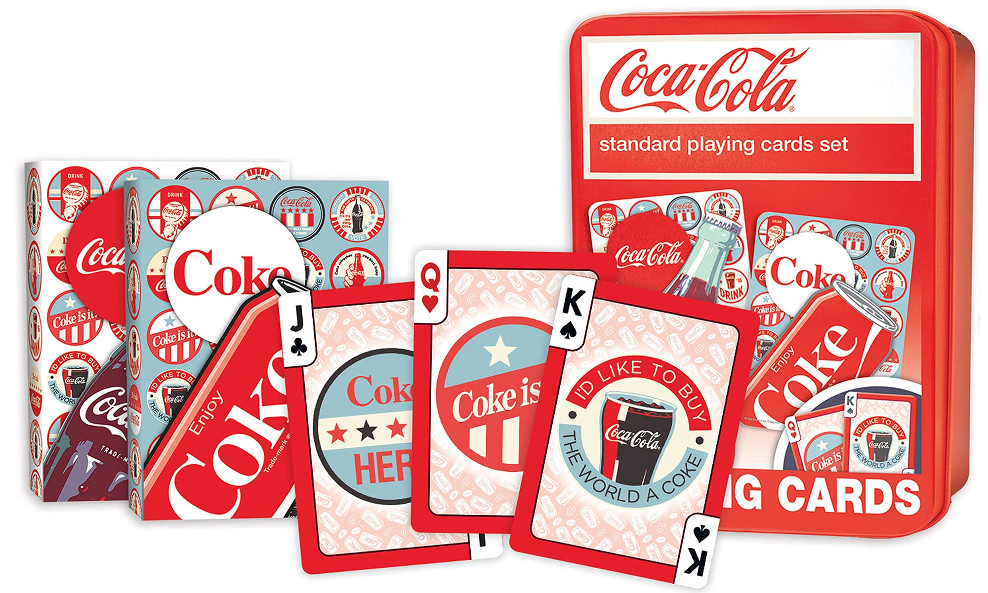MasterPieces Coca-Cola Playing Cards (2 Decks) – Officially Licensed 54-Card Tin Set