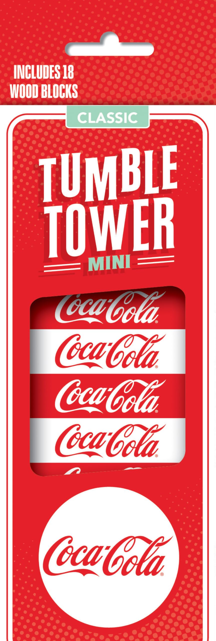MasterPieces Coca-Cola Travel Sized Tumble Tower – 54 Wooden Blocks Stacking Game