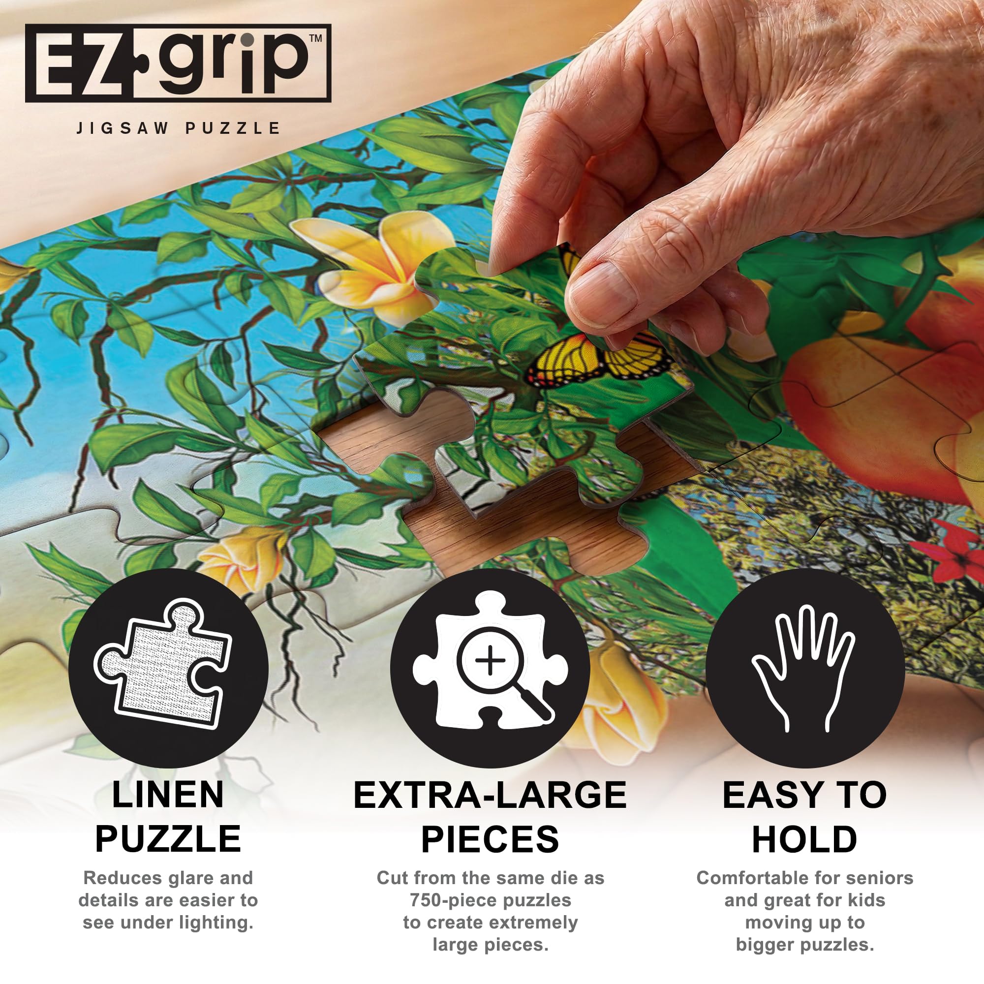 Masterpieces EZ Grip 300 Piece Jigsaw Puzzle - Neighs & Nuzzles - 18x24 Large Piece Puzzle