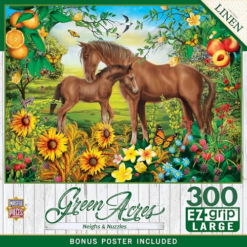 Masterpieces EZ Grip 300 Piece Jigsaw Puzzle - Neighs & Nuzzles - 18x24 Large Piece Puzzle