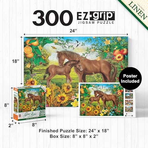 Masterpieces EZ Grip 300 Piece Jigsaw Puzzle - Neighs & Nuzzles - 18x24 Large Piece Puzzle