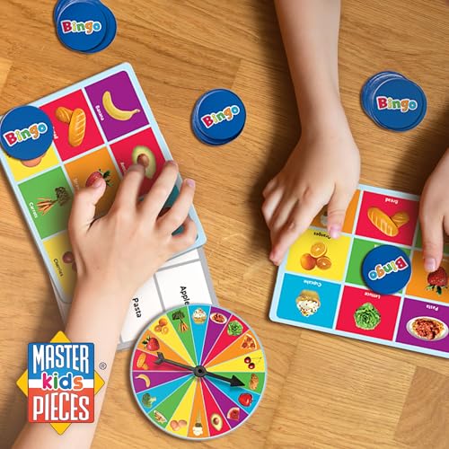 MasterPieces Food Bingo Game – Fun Family Bingo with Team-Themed Tokens for Ages 3+