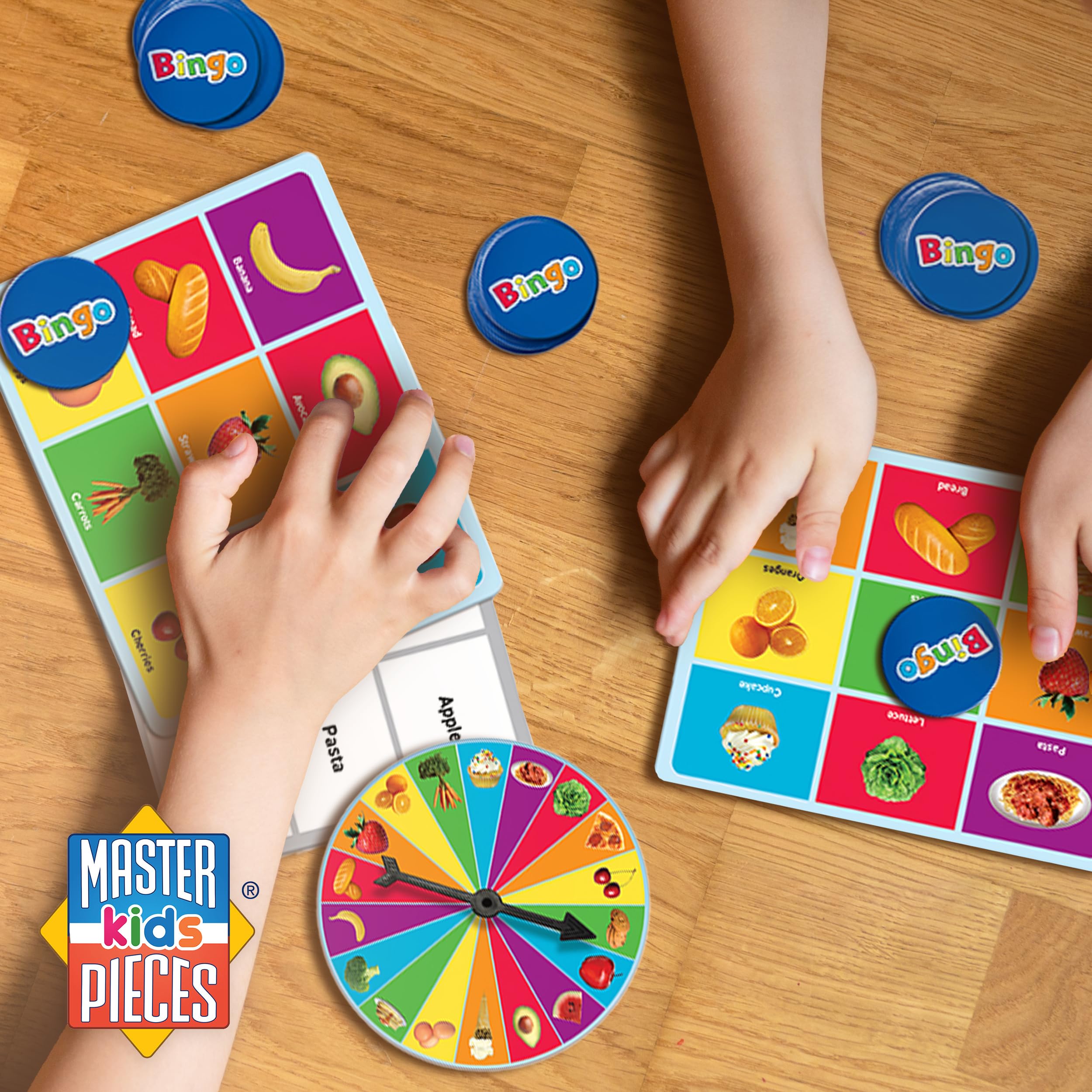 MasterPieces Food Bingo Game – Fun Family Bingo with Team-Themed Tokens for Ages 3+