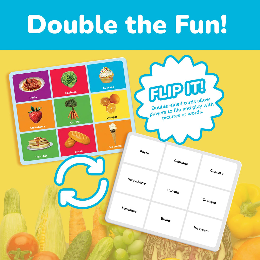 MasterPieces Food Bingo Game – Fun Family Bingo with Team-Themed Tokens for Ages 3+
